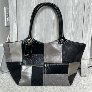 Coach Shoulder Purse in black, grey and silver
